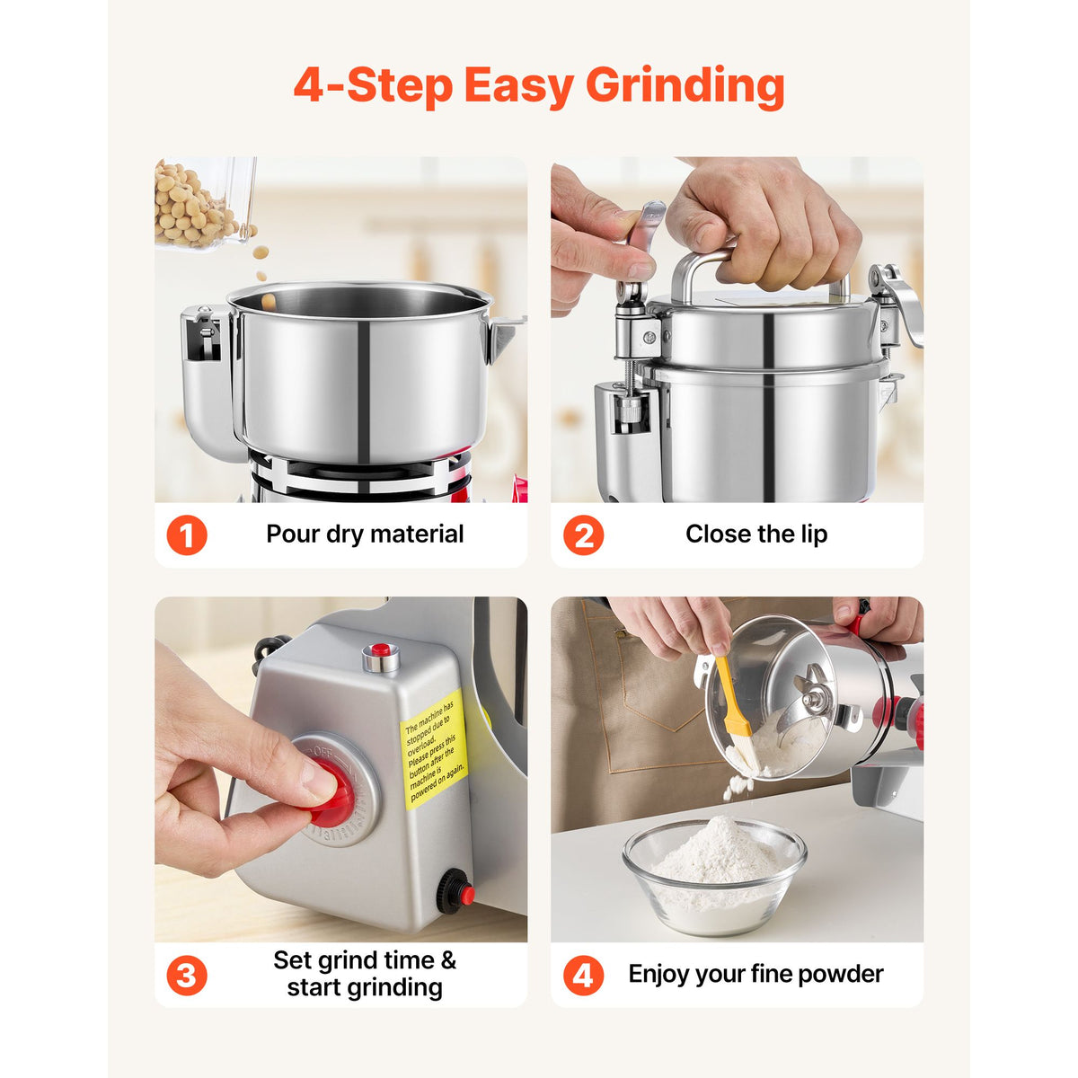 Versatile Electric Grain Mill Grinder for Dry Grinding
