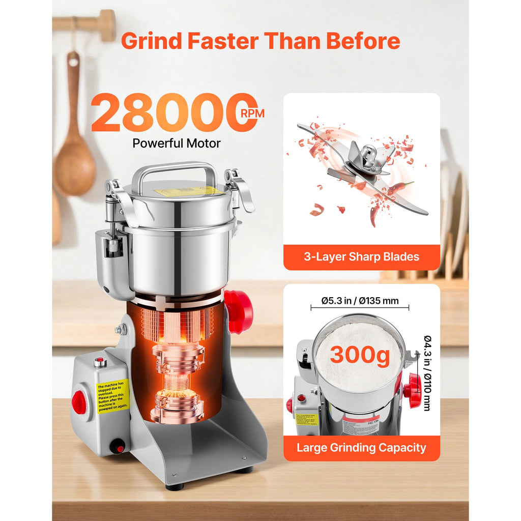 Versatile Electric Grain Mill Grinder for Dry Grinding