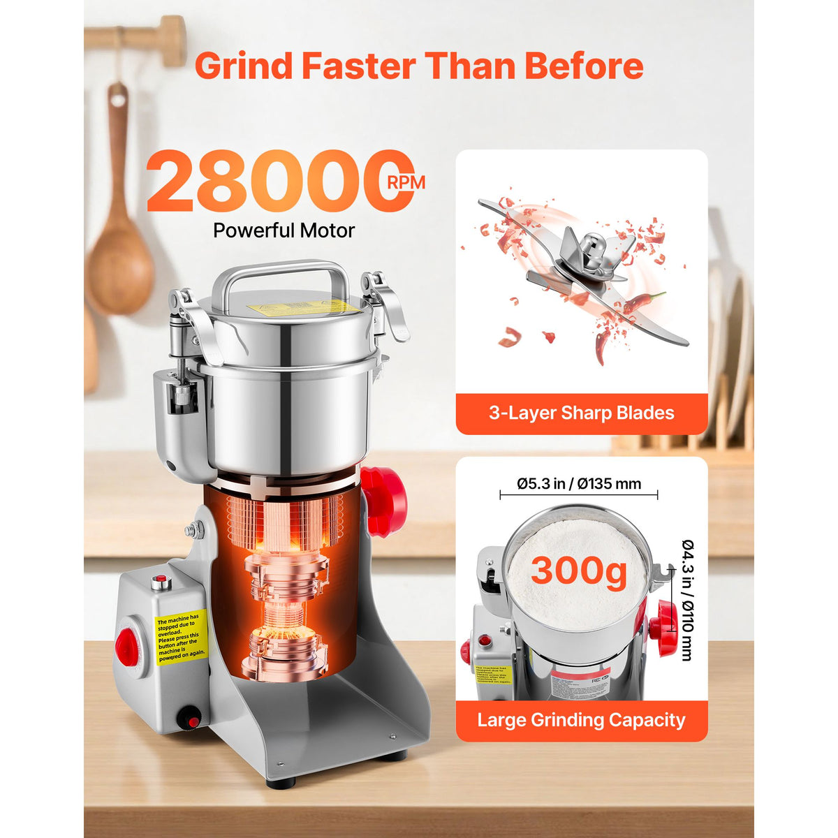 Versatile Electric Grain Mill Grinder for Dry Grinding