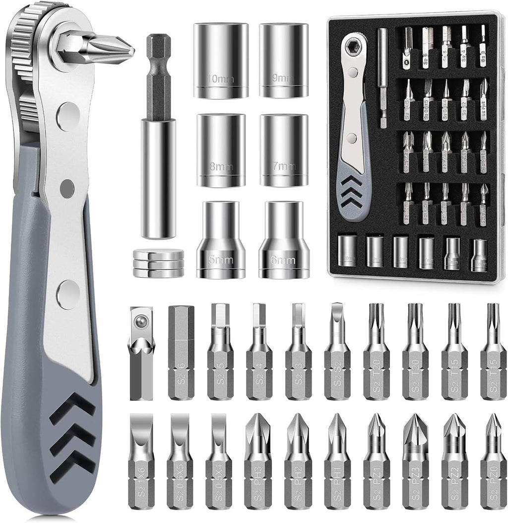 Right-Angle Ratcheting Screwdriver Set for Tight Spaces