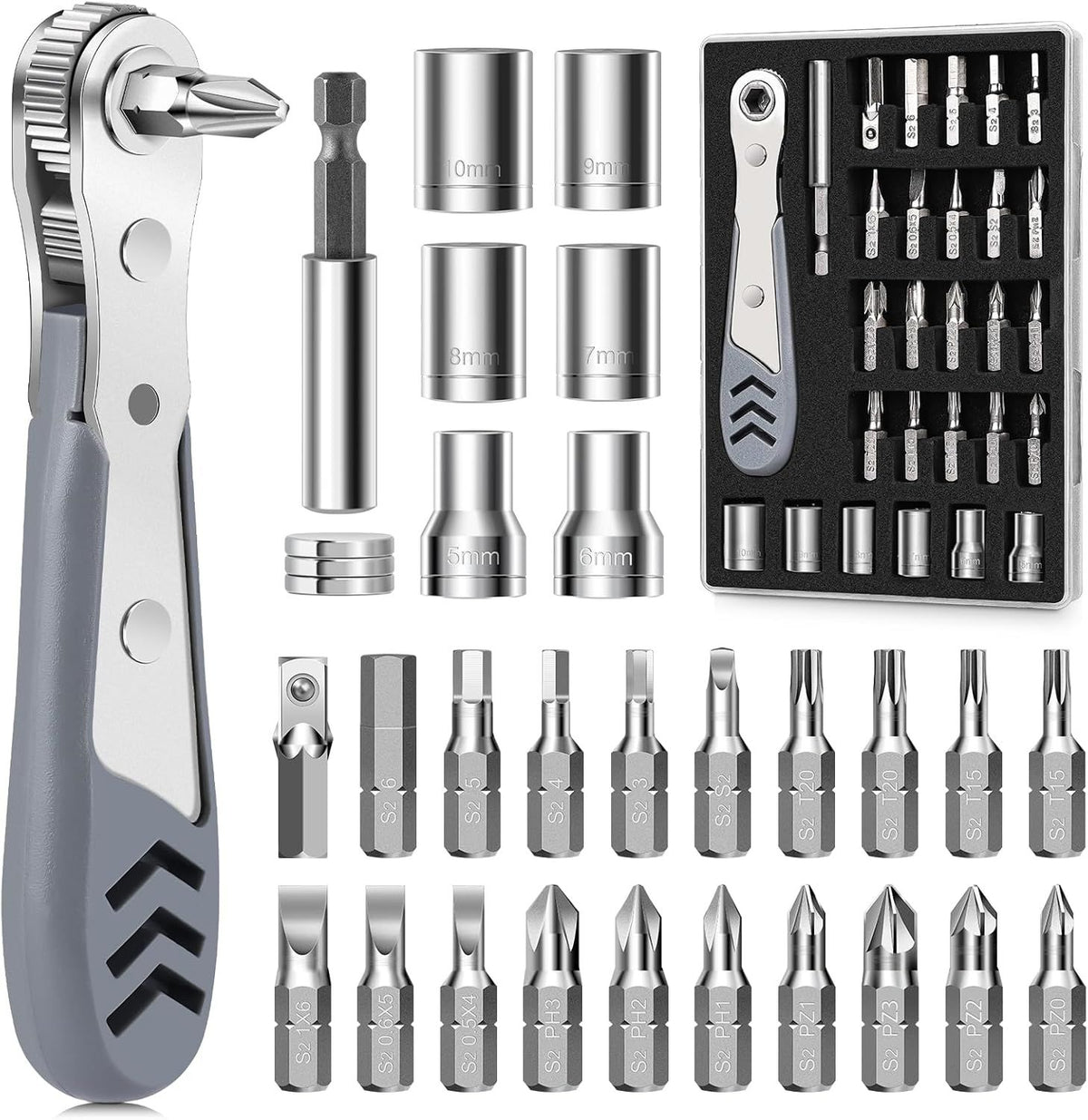 Right-Angle Ratcheting Screwdriver Set for Tight Spaces