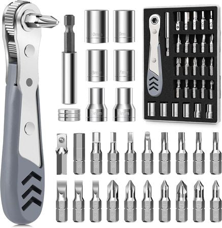 Right-Angle Ratcheting Screwdriver Set for Tight Spaces
