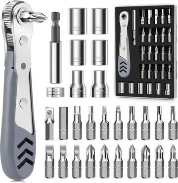 Right-Angle Ratcheting Screwdriver Set for Tight Spaces