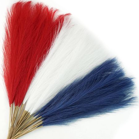 Red, White and Blue Faux Pampas Stems