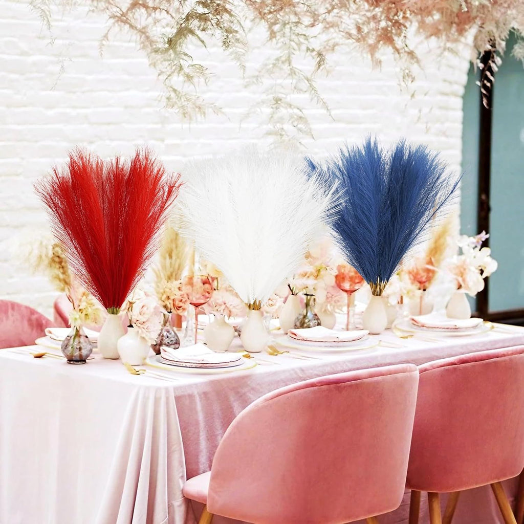 Red, White and Blue Faux Pampas Stems