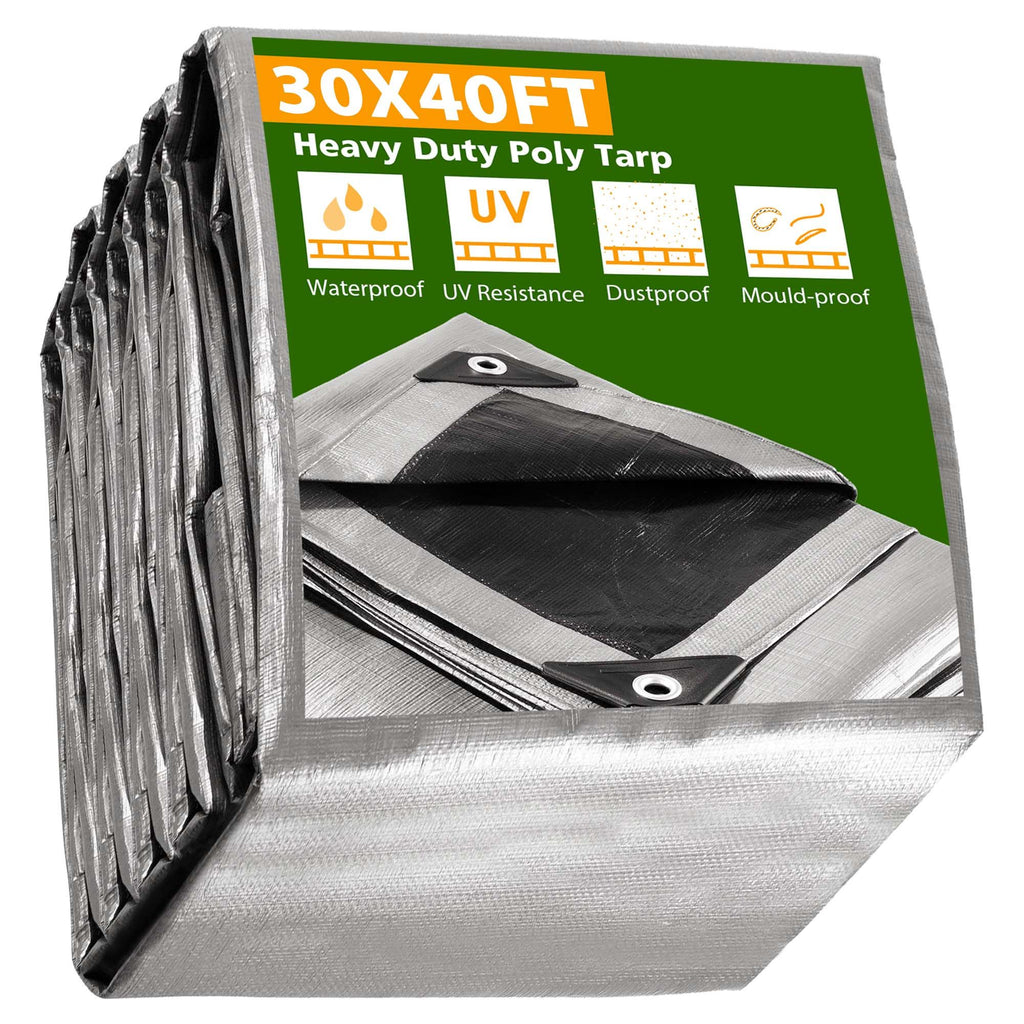 practical Poly Tarp – Silver/Black water-ready UV Resistant