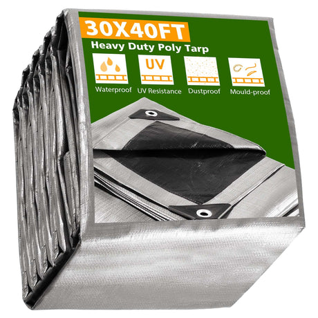 practical Poly Tarp – Silver/Black water-ready UV Resistant