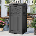 Outdoor Trash Bin with Double Lid and Slide Tray