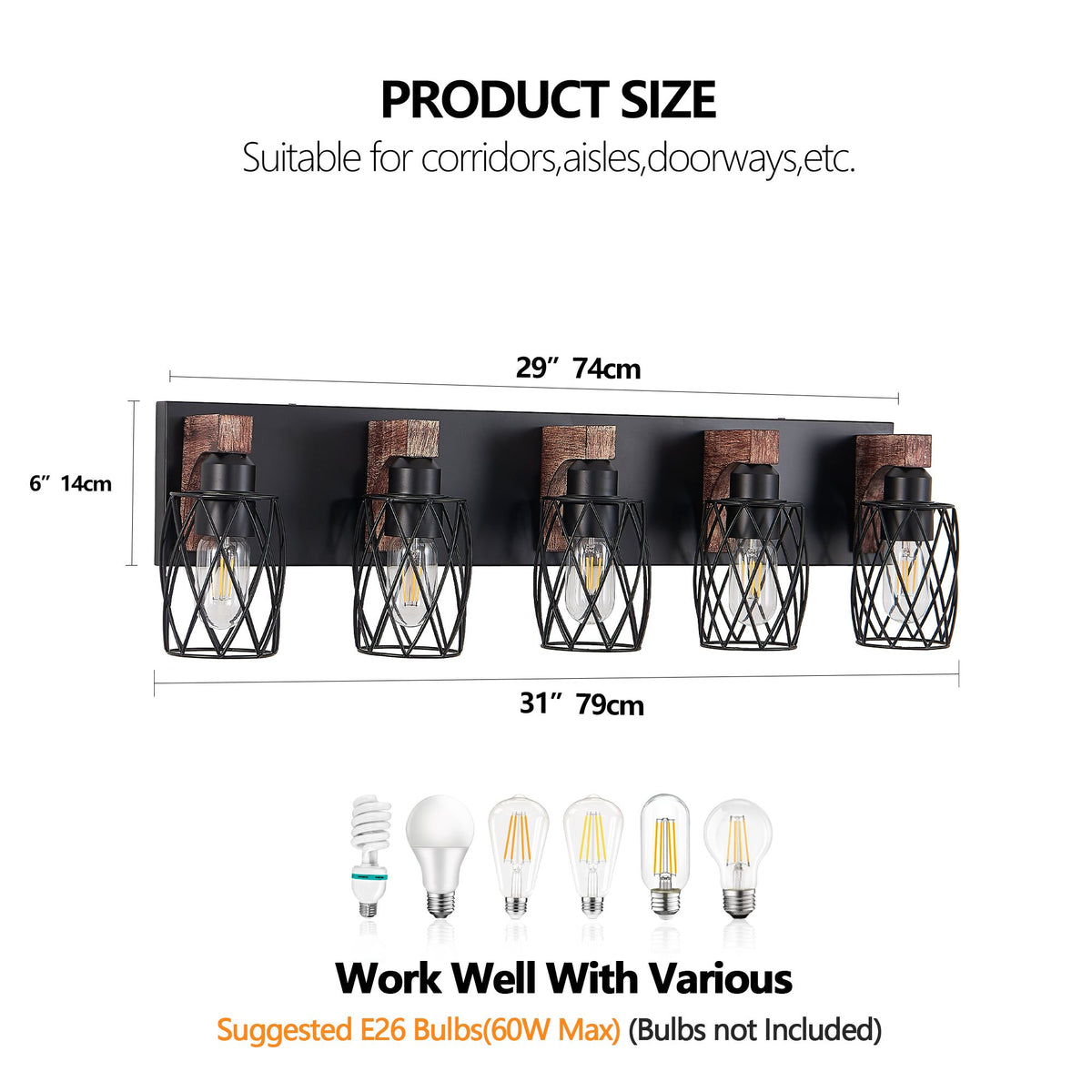 Industrial Five-Light Black Cage Wall Sconce