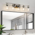 31- Modern 5-Light Bathroom Vanity Light Fixture in Brushed Nickel with Clear Glass Shades