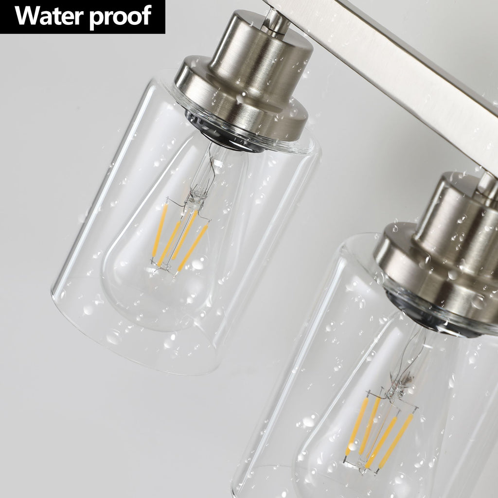 31- Modern 5-Light Bathroom Vanity Light Fixture in Brushed Nickel with Clear Glass Shades