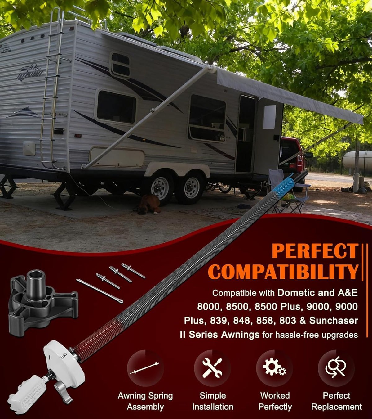 Right-Hand RV Awning Torsion Assembly