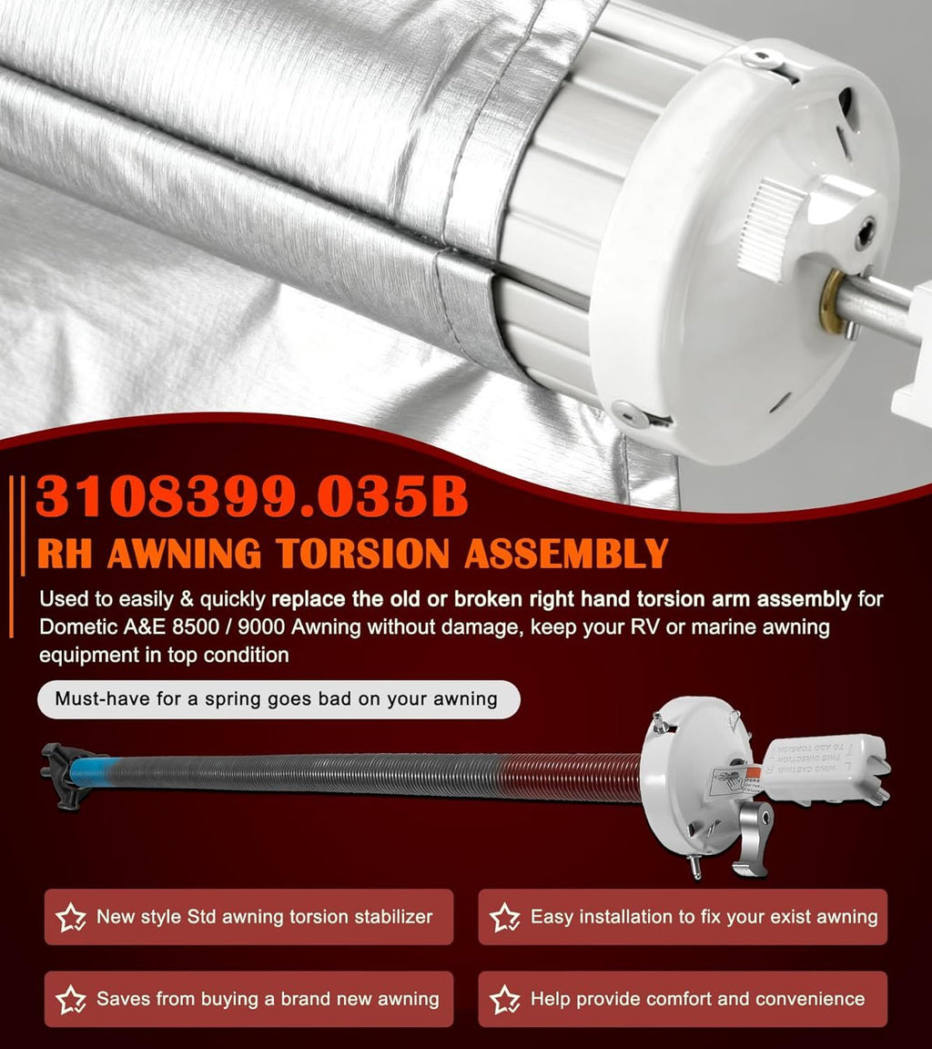 Right-Hand RV Awning Torsion Assembly