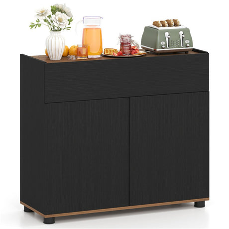 Rustic-Modern Black Kitchen Buffet Cabinet