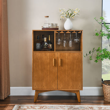 Farmhouse Wine and Coffee Bar Cabinet with Flexible Storage