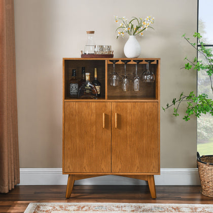 Farmhouse Wine and Coffee Bar Cabinet with Flexible Storage