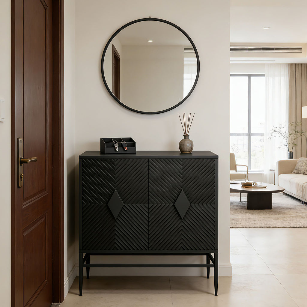 Modern 2-Door Wooden Storage Cabinet with Adjustable Shelf and Metal Legs