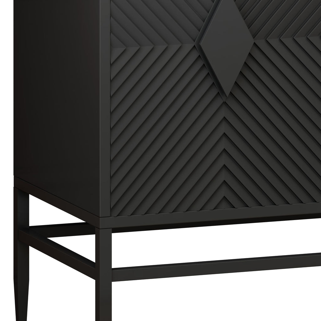 Modern 2-Door Wooden Storage Cabinet with Adjustable Shelf and Metal Legs