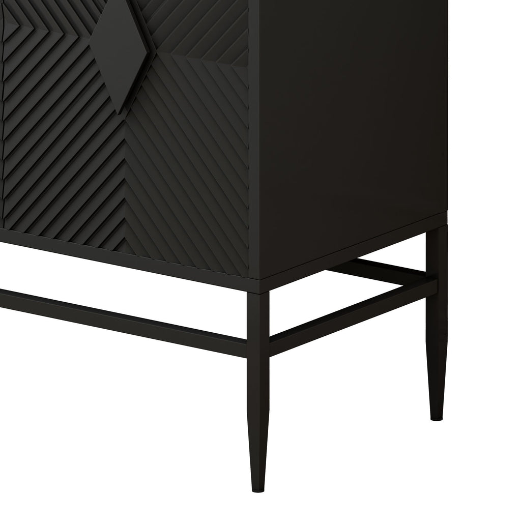Modern 2-Door Wooden Storage Cabinet with Adjustable Shelf and Metal Legs
