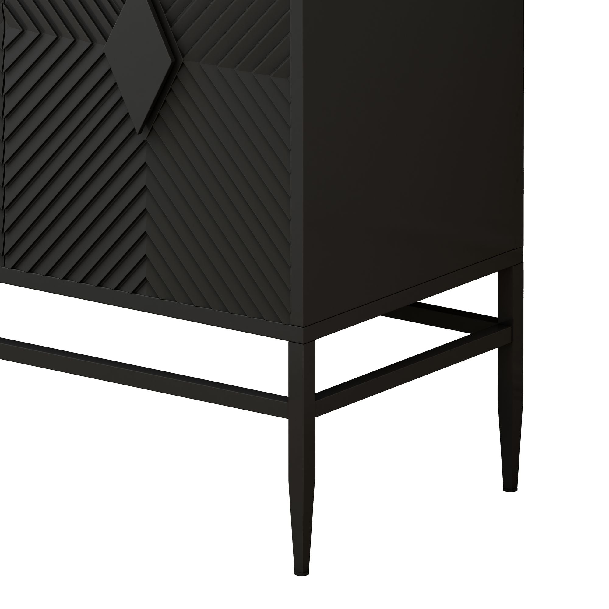 Modern 2-Door Wooden Storage Cabinet with Adjustable Shelf and Metal Legs