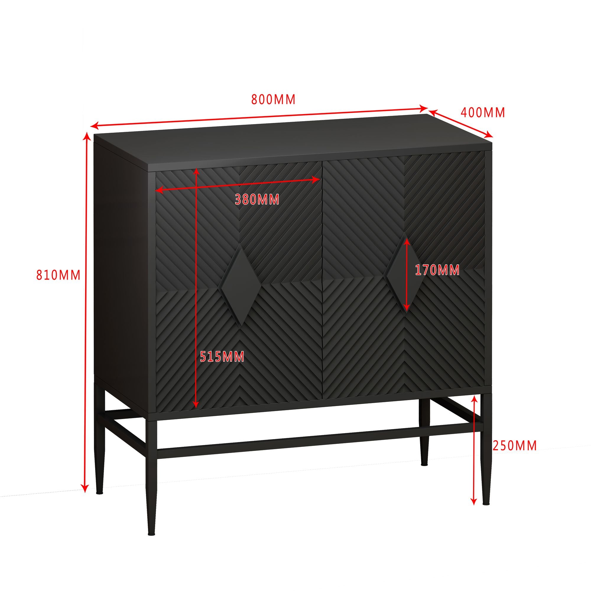 Modern 2-Door Wooden Storage Cabinet with Adjustable Shelf and Metal Legs