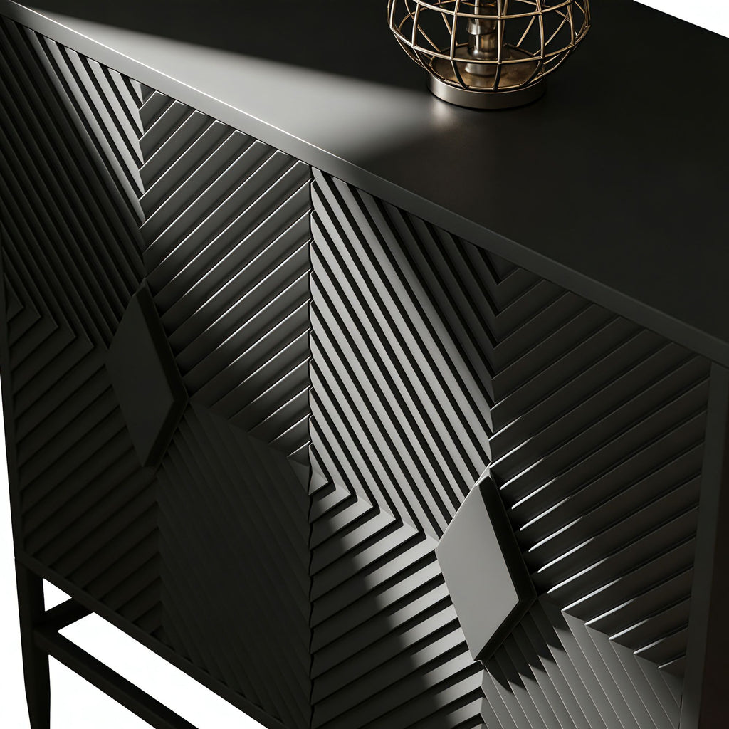 Modern 2-Door Wooden Storage Cabinet with Adjustable Shelf and Metal Legs