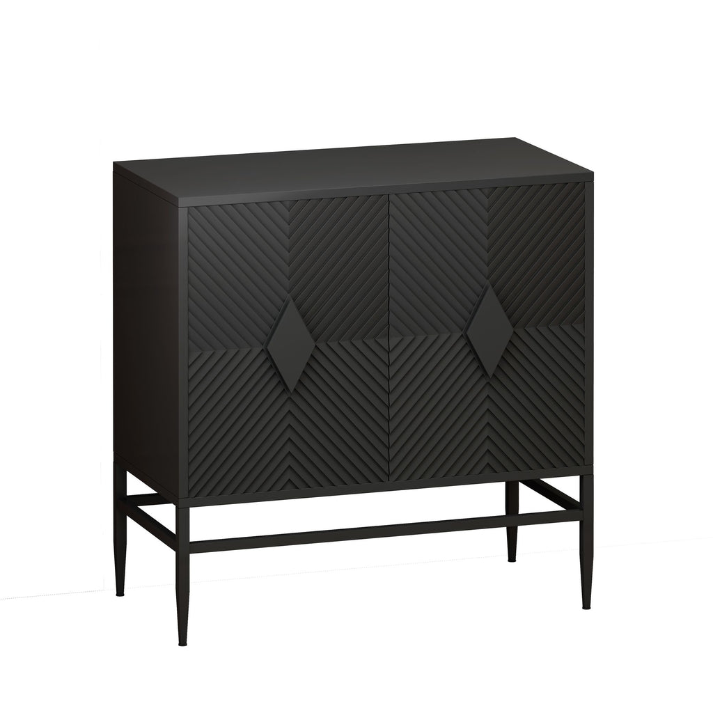 Modern 2-Door Wooden Storage Cabinet with Adjustable Shelf and Metal Legs
