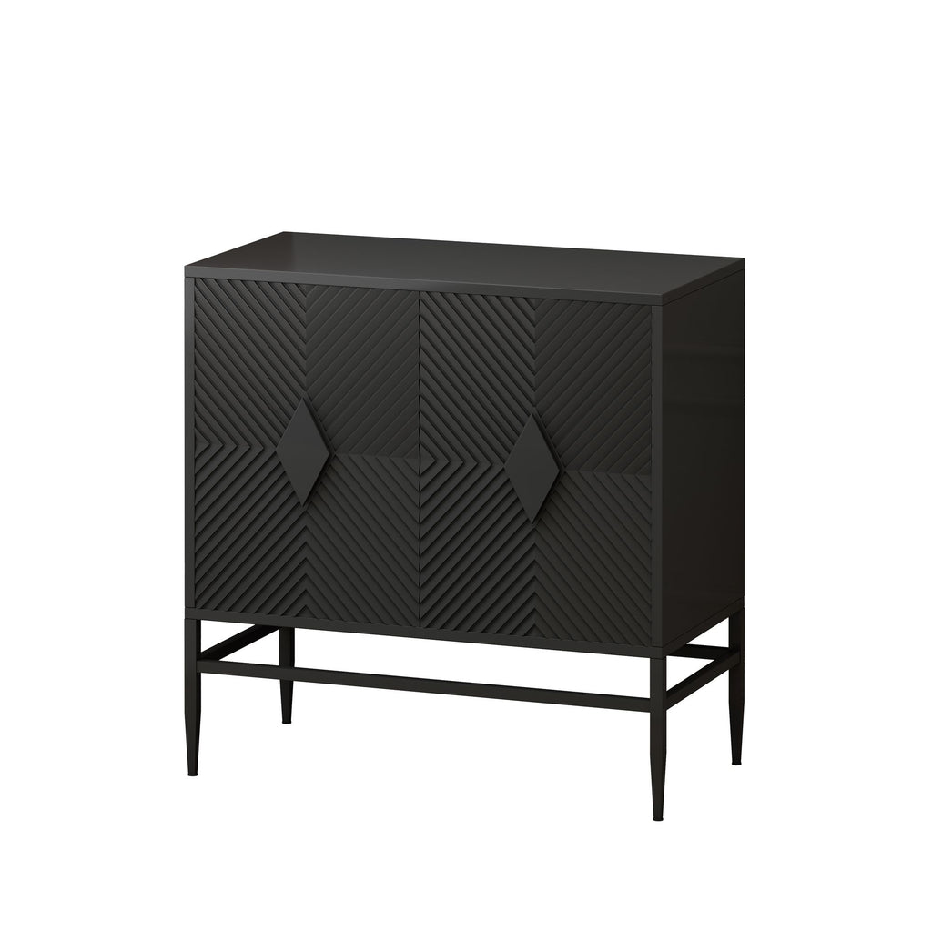 Modern 2-Door Wooden Storage Cabinet with Adjustable Shelf and Metal Legs