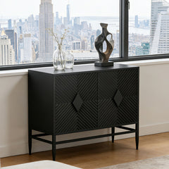 Modern 2-Door Wooden Storage Cabinet with Adjustable Shelf and Metal Legs