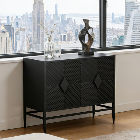 Modern 2-Door Wooden Storage Cabinet with Adjustable Shelf and Metal Legs