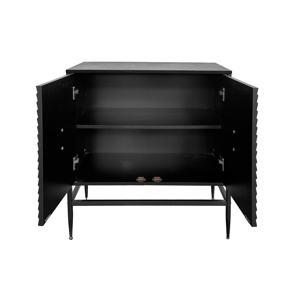 Modern 2-Door Wooden Storage Cabinet with Adjustable Shelf and Metal Legs