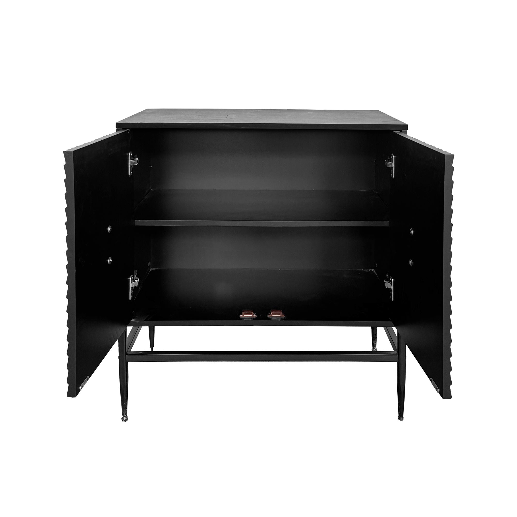 Modern 2-Door Wooden Storage Cabinet with Adjustable Shelf and Metal Legs