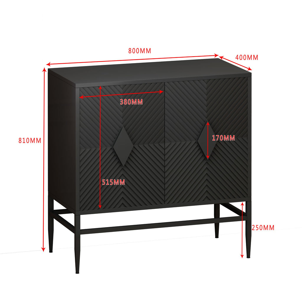Modern 2-Door Wooden Storage Cabinet with Adjustable Shelf and Metal Legs