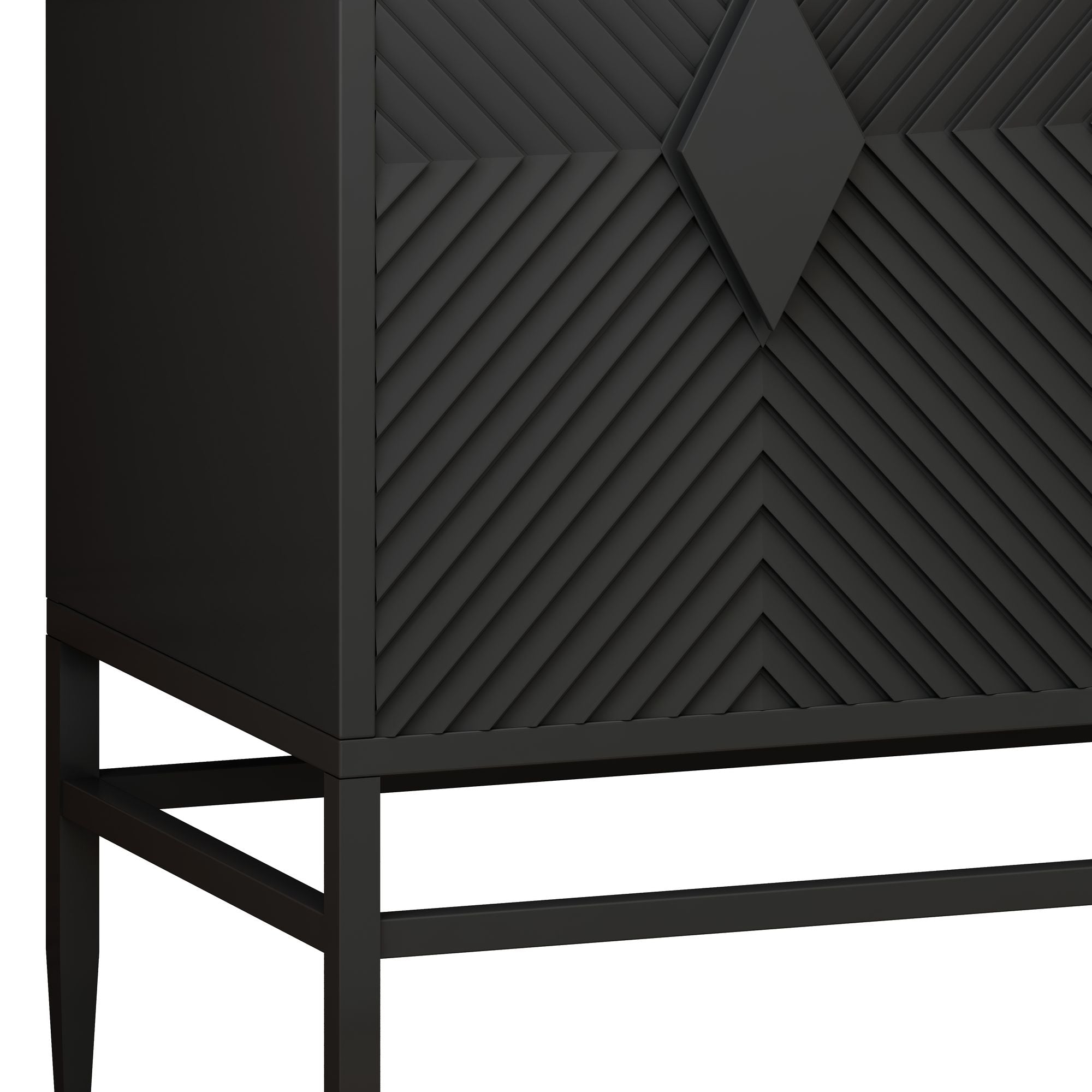 Modern 2-Door Wooden Storage Cabinet with Adjustable Shelf and Metal Legs