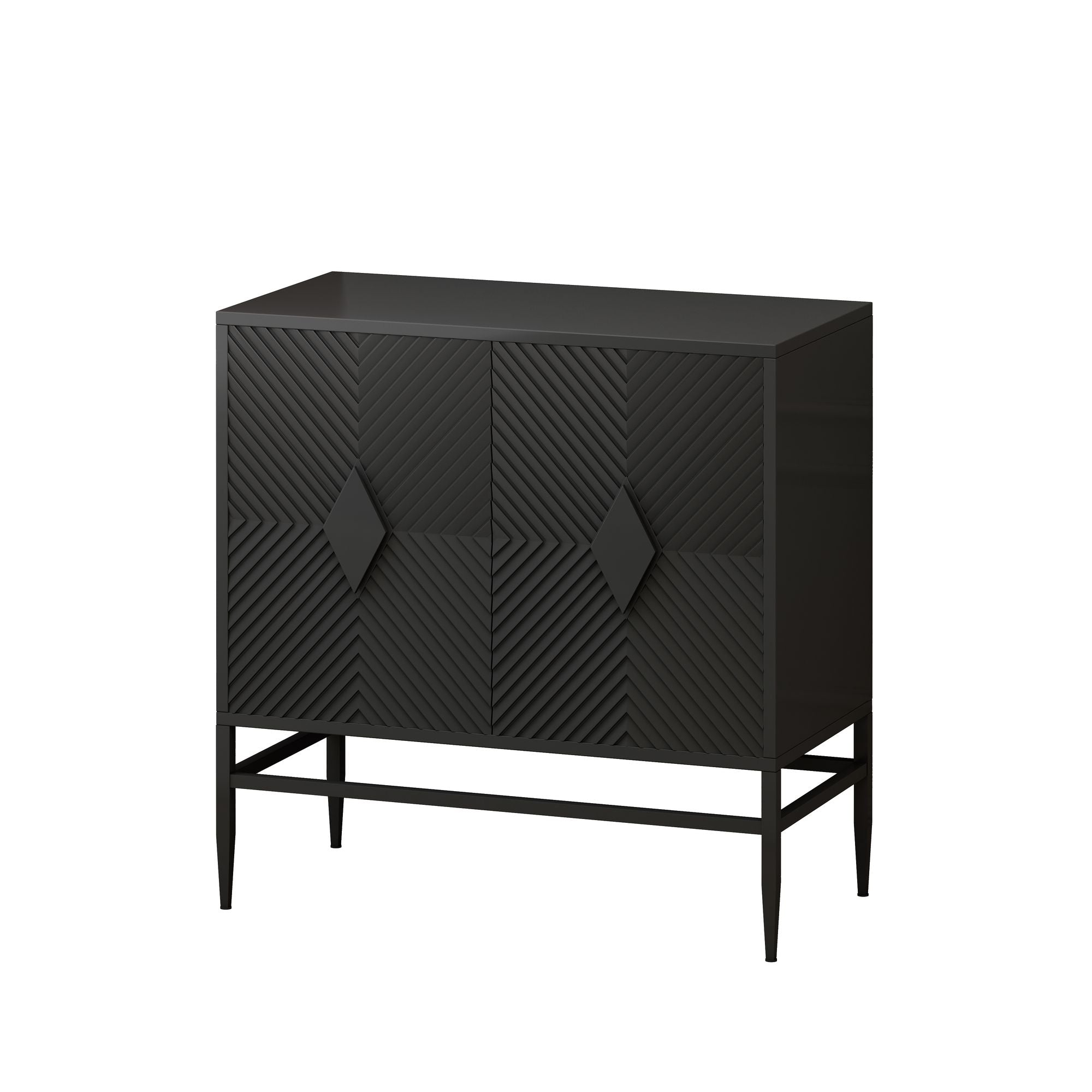 Modern 2-Door Wooden Storage Cabinet with Adjustable Shelf and Metal Legs