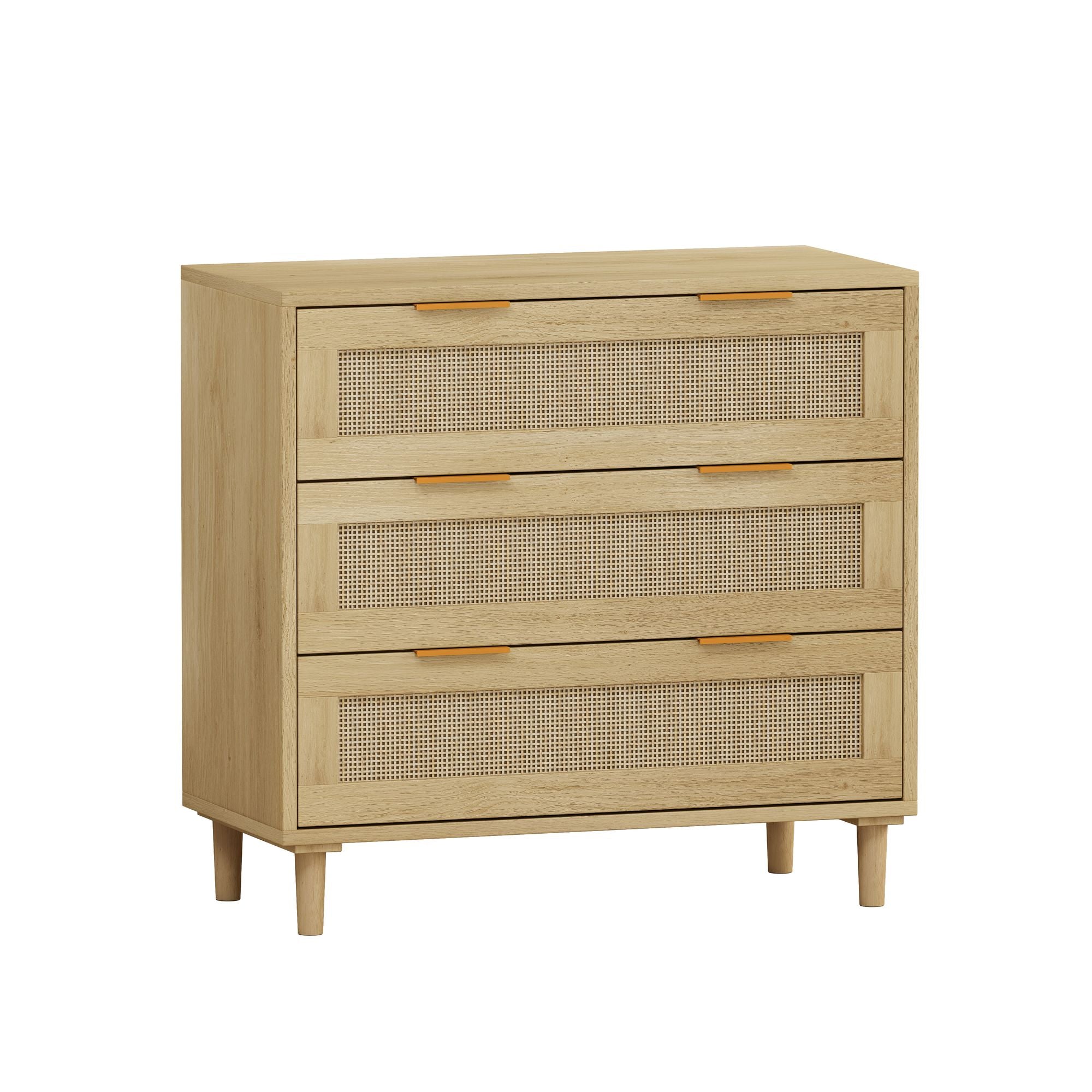 3-Drawer Rattan Storage Cabinet with Natural Drawers