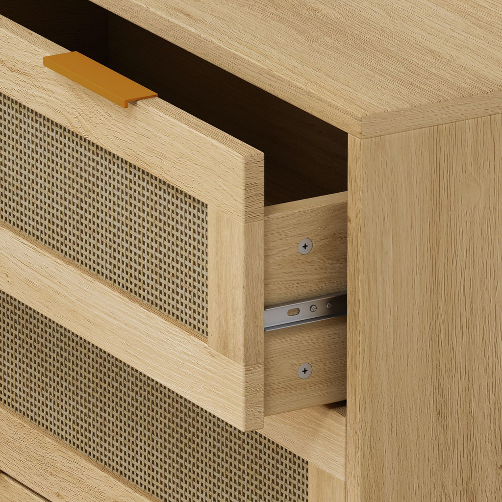 3-Drawer Rattan Storage Cabinet with Natural Drawers