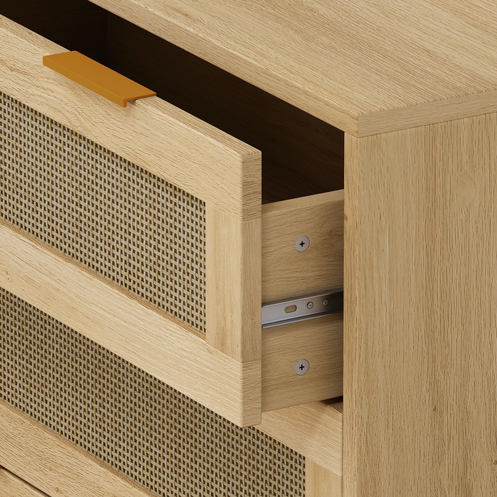 3-Drawer Rattan Storage Cabinet with Natural Drawers