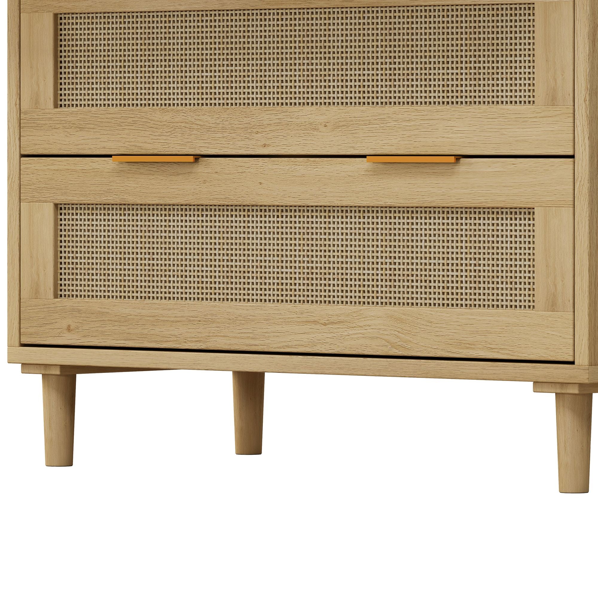 3-Drawer Rattan Storage Cabinet with Natural Drawers