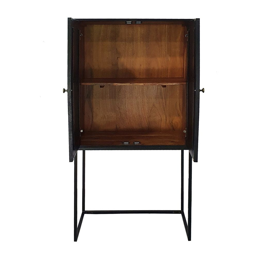 Sleek Black Accent Cabinet with Two Doors for Stylish Storage