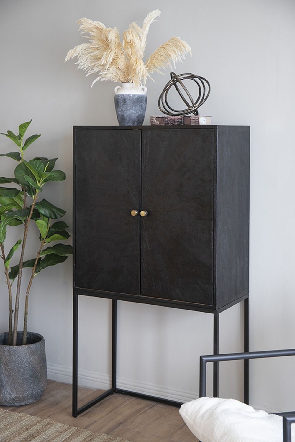 Sleek Black Accent Cabinet with Two Doors for Stylish Storage