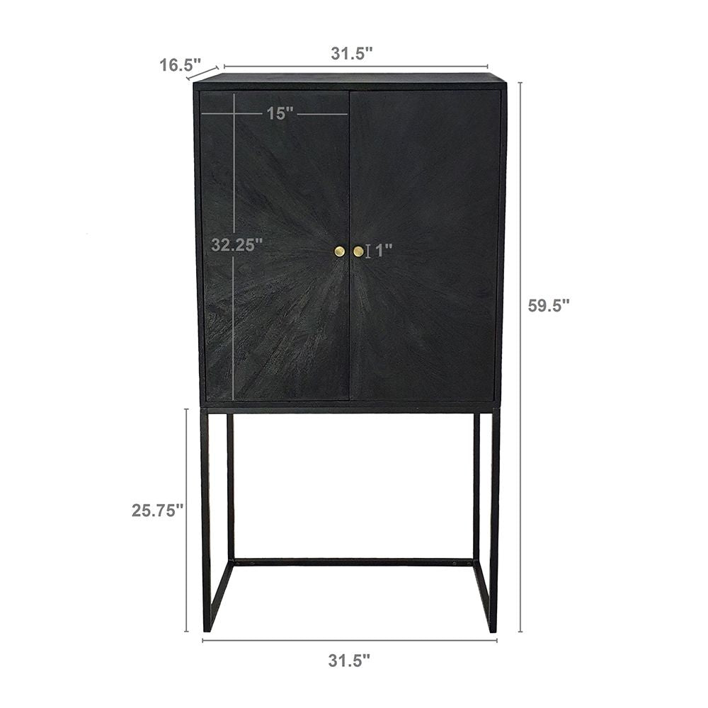Sleek Black Accent Cabinet with Two Doors for Stylish Storage
