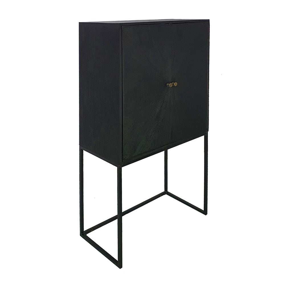 Sleek Black Accent Cabinet with Two Doors for Stylish Storage