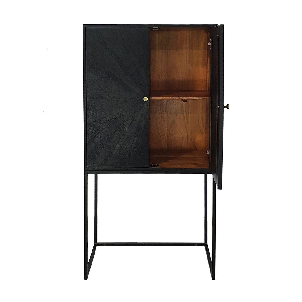 Sleek Black Accent Cabinet with Two Doors for Stylish Storage