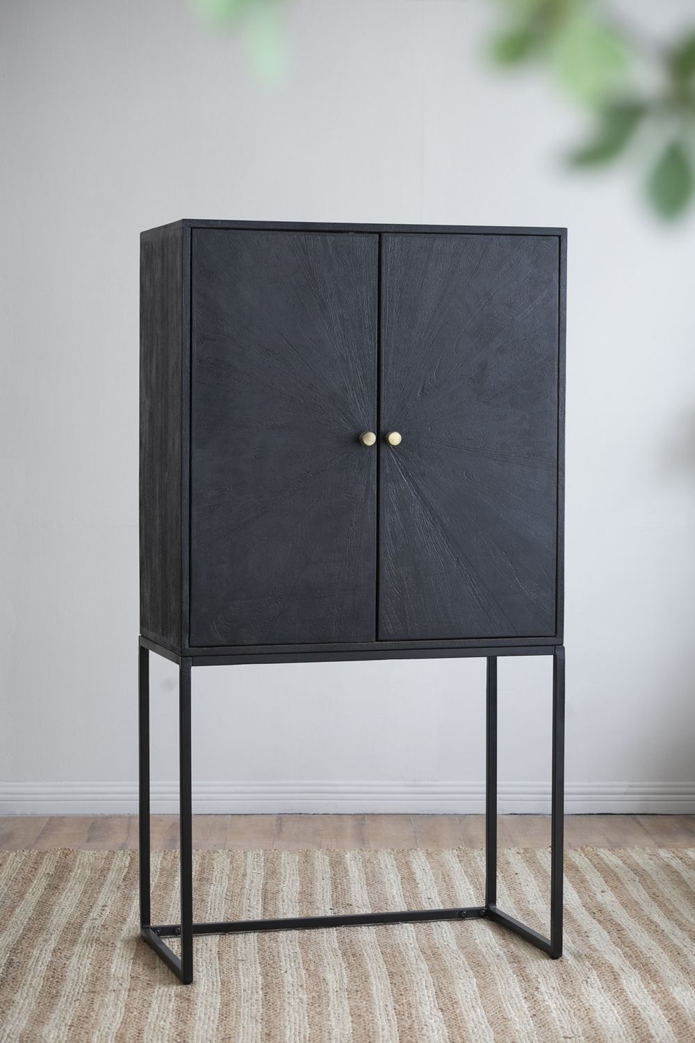 Sleek Black Accent Cabinet with Two Doors for Stylish Storage