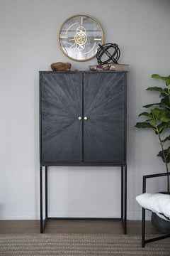 Sleek Black Accent Cabinet with Two Doors for Stylish Storage