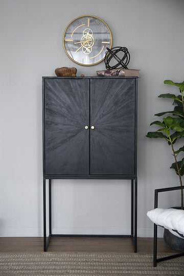 Sleek Black Accent Cabinet with Two Doors for Stylish Storage