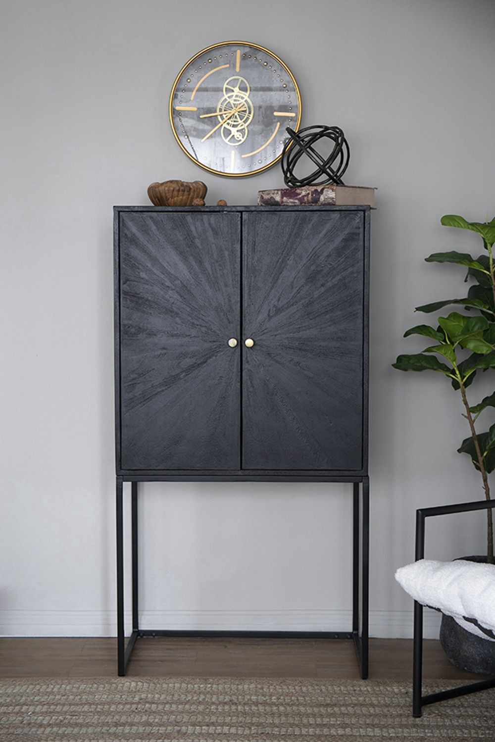 Sleek Black Accent Cabinet with Two Doors for Stylish Storage