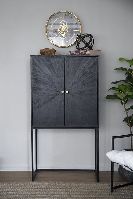 Sleek Black Accent Cabinet with Two Doors for Stylish Storage