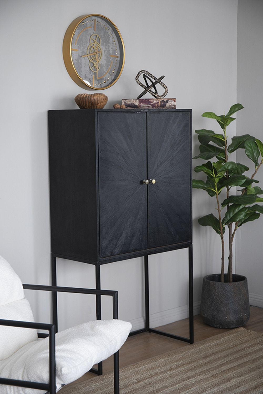 Sleek Black Accent Cabinet with Two Doors for Stylish Storage